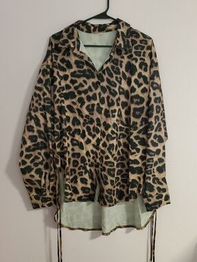 Shein Leopard Button Up Blouse